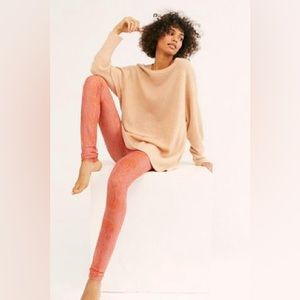 NWOT Free People Sheer Leggings - Cute Grapefruit color and pattern
